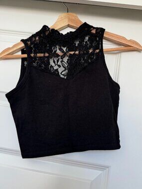 Black Lace Crop Top